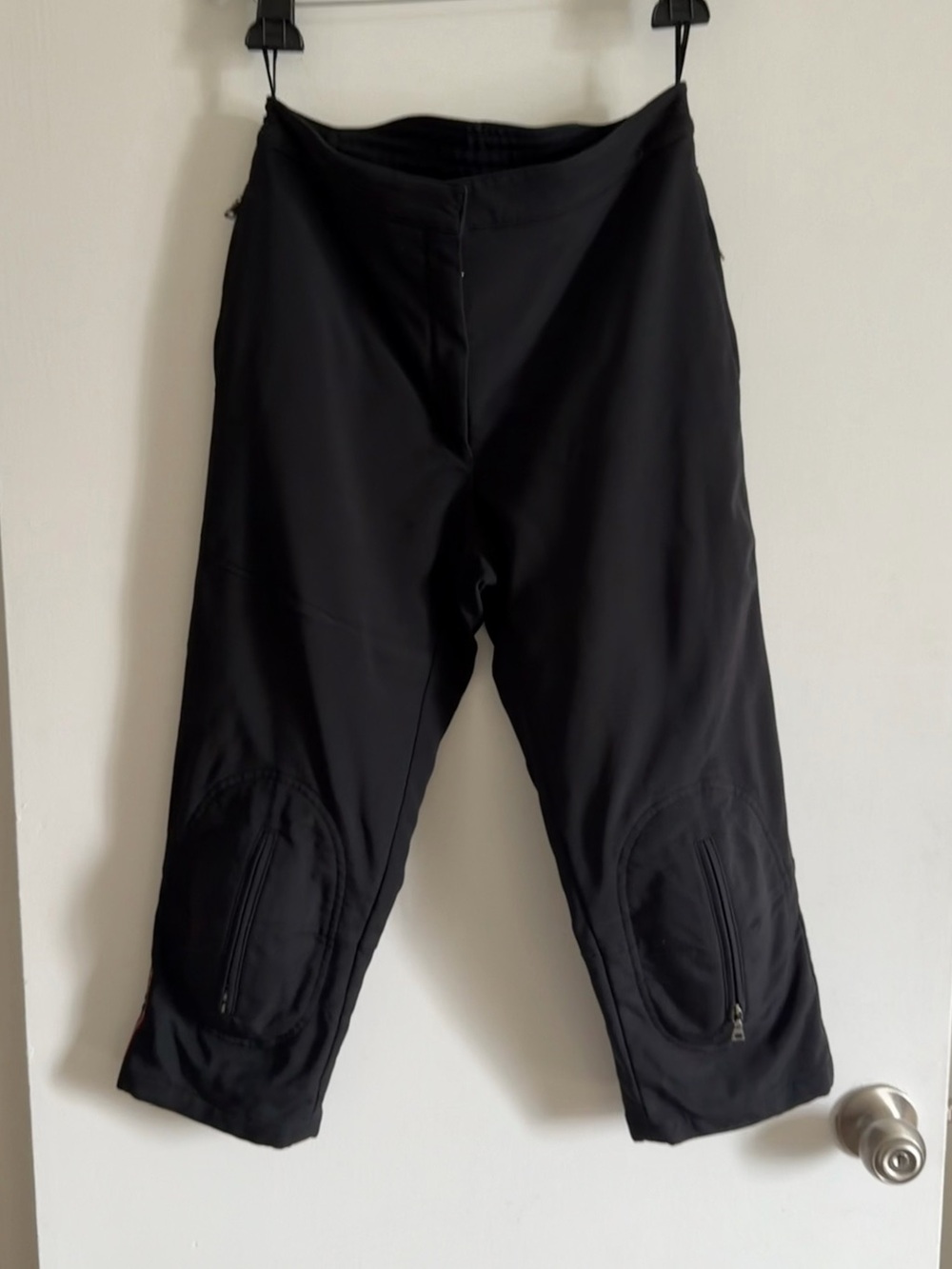 Prada Vintage Italian Designer Black Sport Capri Pants Knee Pads size IT 42 - Picture 2 of 10